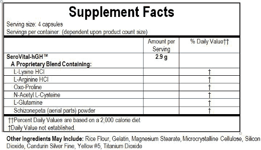 serovital hgh ingredients
