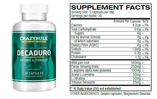 crazybulk decaduro bottle and ingredients list